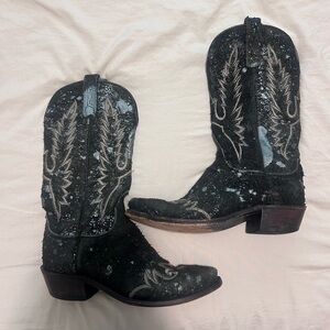 Lucchese Black and Gray Heeled Boots